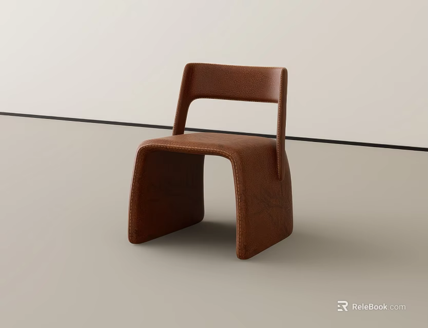 Brown Leather Leisure Chair With Modern Minimalist Sleek Design And Smooth Lines 3d model 