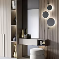 Modern Vanity Setup With Mirror Decor Lights And Shelf Decor Pieces 3d model