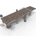 Ancient Stone Bridge Architectural Components With Arched Supports And Stone Railings