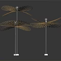 Three Modern Golden Chandelier With Umbrella Shaped Metal Framework And White Base