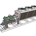 Modern refrigeration unit air conditioning unit multi-line cooling tower 3d model