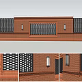 Brick Feature Wall With Perforated Grille And Wall Lamps Design 3d model