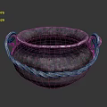 Silver Decorative Household Vessel With Textured Surface And Ornate Handles