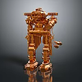 Golden Mechanical Robot Character With Humanoid Form And Intricate Metallic Structure