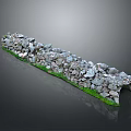 Rustic Natural Stone Wall Structure With Stacked Stones And Green Grass Accents