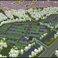 Comprehensive Aerial Planning of Residential Community with Riverfront Roads Green Spaces and Buildings