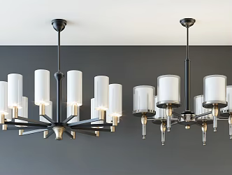 New Chinese Chandelier Fashion Simple Metal Chandelier Combination 3d model