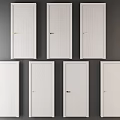 White Hinged Doors With Various Textures And Golden Handles For Home Interior Design