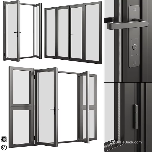 Modern Casement Windows With Black Frames Clear Glass Panels And Open Structural Design 3d model 