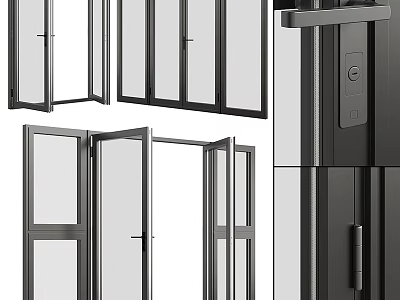 Modern Casement Windows With Black Frames Clear Glass Panels And Open Structural Design 3d model
