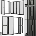 Modern Casement Windows With Black Frames Clear Glass Panels And Open Structural Design 3d model