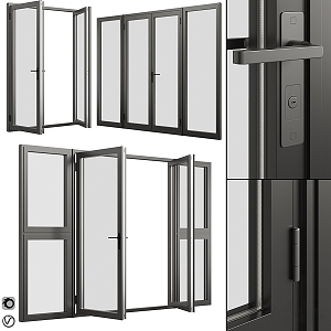 Metal folding window sliding door 3d model