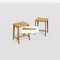 Wooden Stools With Simple Design Two Pieces Modern Style Solid Structure