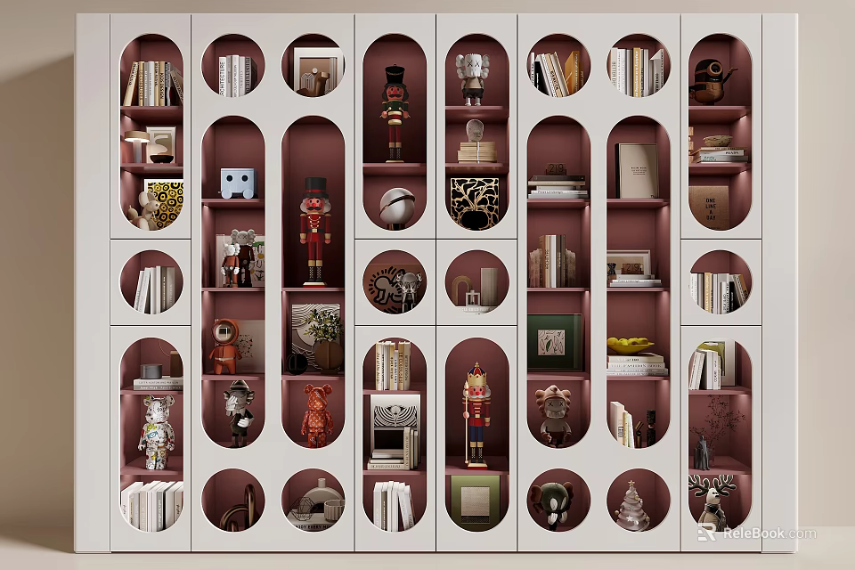 Modern Display Cabinet With Multiple Compartments For Collectibles Figures Books And Ornaments 3d model 