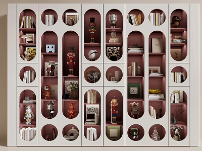 Modern Display Cabinet With Multiple Compartments For Collectibles Figures Books And Ornaments 3d model