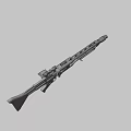Tactical Black Rifle With Scope Barrel And Stock On Orange Background