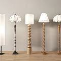 Five Modern Floor Lamps With White Shades Wooden And Metal Bases For Living Room Decor