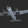 Camouflage Fighter Jet With Four Propellers And Transparent Nose Cabin