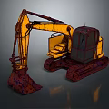 Detailed Yellow Construction Excavator 3D Model With Tracked Undercarriage And Front Bucket