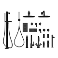 Modern Black Shower System Components With Handheld Overhead Sprayers And Control Panels 3d model