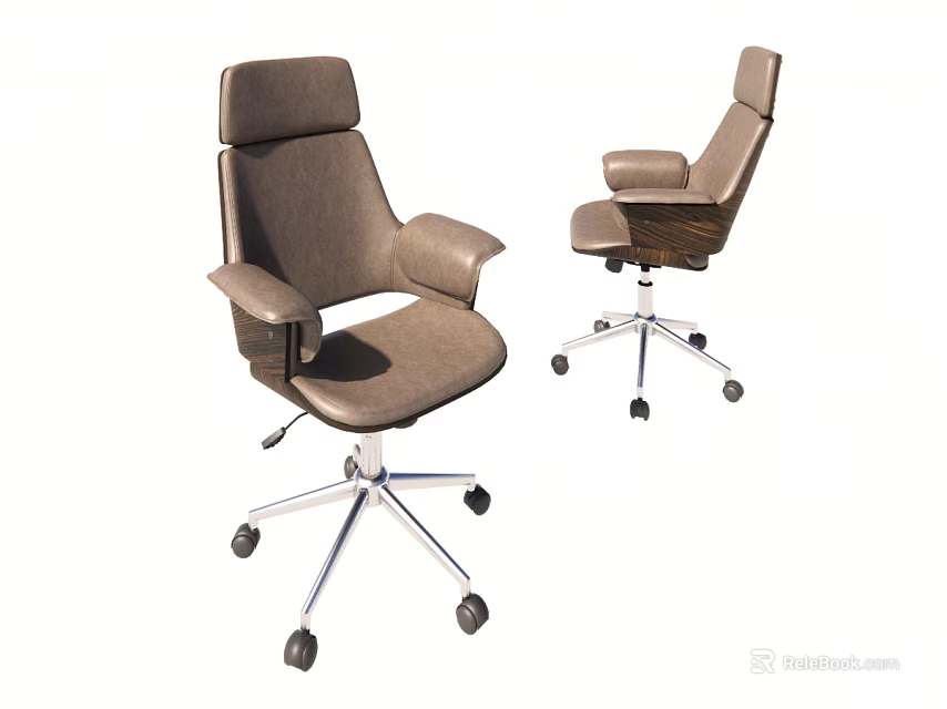 Modern Ergonomic Office Chair With High Back Adjustable Armrests And Rolling Wheels 3d model 