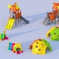 Space warehouse climbing slide caterpillar drilling amusement equipment 3d model