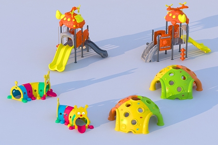 Space warehouse climbing slide caterpillar drilling amusement equipment 3d model