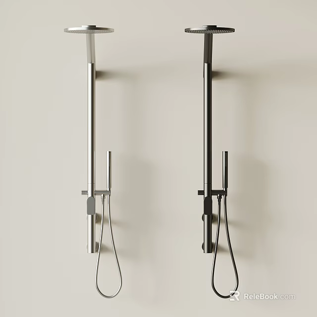 Modern Wall Mounted Shower Faucet Two Tone Chrome And Black Contemporary Design 3d model 
