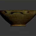 Handcrafted Ceramic Bowl With Two Handles And Ancient Carved Patterns