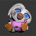 Cute Cartoon Plush Toy With White Hair Big Blue Eyes Pink Blush And Orange Feet