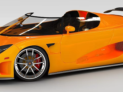 Orange Sports Car With Open Top And Stylish Alloy Wheels Design 3d model