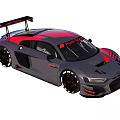 Gray And Red Audi R8 Modified Race Car With Rear Spoiler And Body Design
