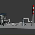 Industrial Plant Equipment With Processing Tower Pipes Storage Tank And Chimney