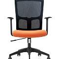 Modern Mesh Back Office Chairs In Black And Orange With Swivel Base Design
