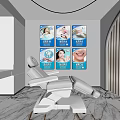 Modern Dental Clinic Interior With White Treatment Chair And Blue Posters