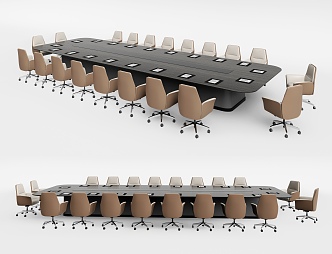 Modern Conference Table and Chair 3d model