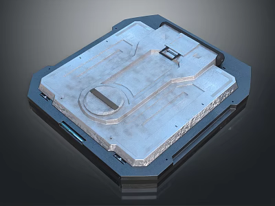 Technological Metallic Platform With Hexagonal Structure Grooves Patterns And Square Interface 3d model