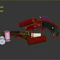 Red Revolver Handgun With Bullets Placed On Shiny Surface Showing Reflection 3d model