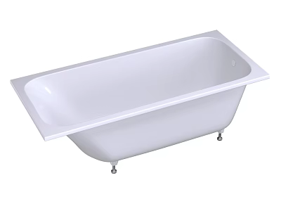 Elegant White Freestanding Rectangular Bathtub With Sturdy Metal Support Feet 3d model
