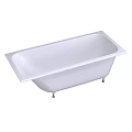 Elegant White Freestanding Rectangular Bathtub With Sturdy Metal Support Feet