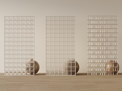 Glass brick partition glass wall 3d model