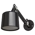 Modern Black Wall Light With Perforated Cylindrical Shade And Adjustable Arm 3d model
