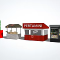Small Commercial Stalls With PERTAMINI Shop Cafe Cream And Cigarette Displays