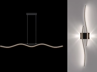 Modern Curved Lighting Combination With Pendant And Wall LED Lights 3d model