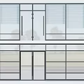 Modern Sleek Glass Door Window Design With Double Layer Frames And Blinds 3d model