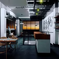 Modern Cafe Interior With Open Layout Wooden Tables Bar Counter And Large Windows