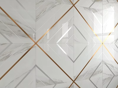 Marble Wall Tiles With Gold Lines Geometric Patterns And White Gray Textures 3d model