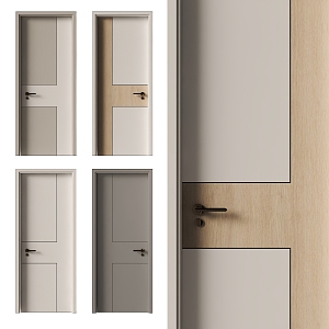 Modern Single Door Bedroom Door Room Door Set Door 3d model