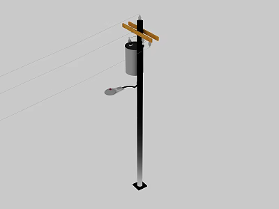 Utility Pole With Power Lines Street Light And Electrical Equipment Setup 3d model