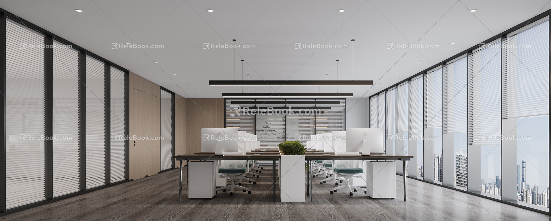 modern public office area open office general manager office 3d model